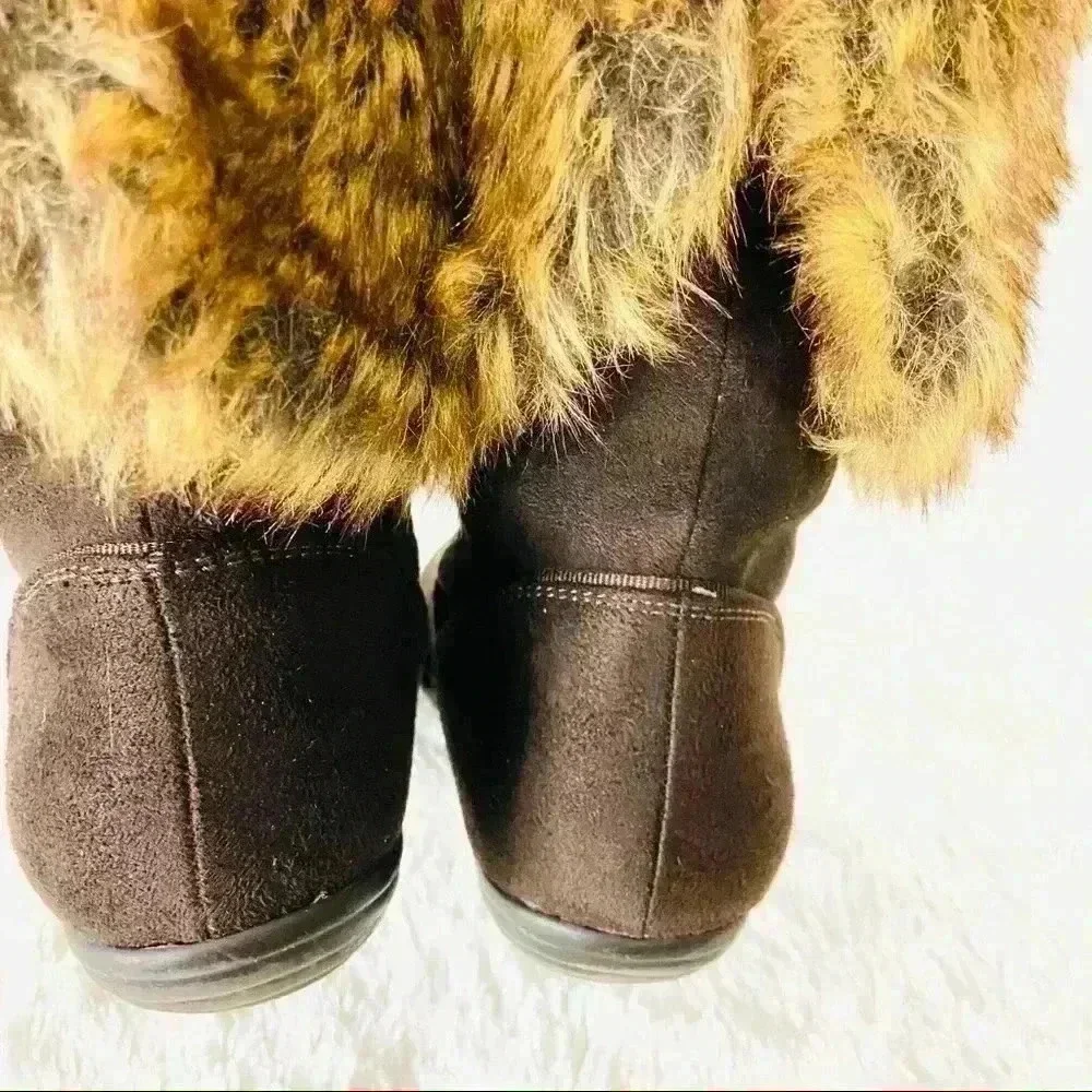 Report Susie Dark Brown Fold-Over Faux Fur Boots